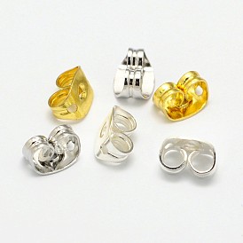 Brass Ear Nuts, Friction Earring Backs for Stud Earrings, 6x4x3mm, Hole: 1mm
