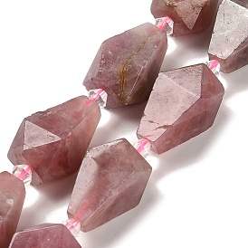 Natural Rose Quartz Beads Strands, Faceted, Teardrop, with Seed Beads