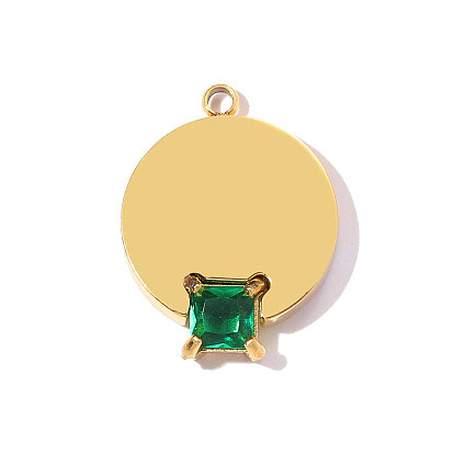 Подвески из кубического циркония из нержавеющей стали, ионное покрытие (ip), плоские круглые прелести, зеркальная полировка