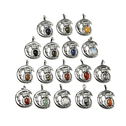 Драгоценный камень подвески, Подвески в виде совы со стойкой, латунь, луна, платина, без кадмия и без свинца