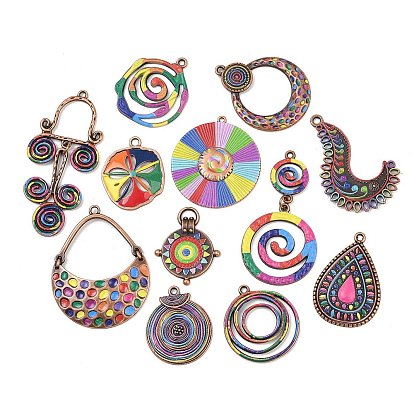 Tibetan Style Alloy Pendants, Bohemian Theme Charms, Colorful