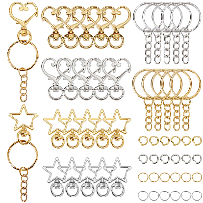 Наборы для самостоятельного изготовления брелоков, включая поворотные застежки-карабины из цинкового сплава, поворотный карабин-лобстер, железные брелоки для ключей и открытые кольца для прыжков