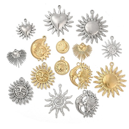304 подвески из нержавеющей стали, солнце луна сердце