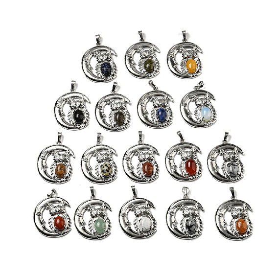 Драгоценный камень подвески, Подвески в виде совы со стойкой, латунь, луна, платина, без кадмия и без свинца