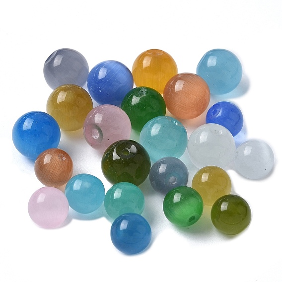 Бусины Кошачие Глаза, круглые, за половину пробурено бисера