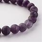 Natural Gemstone Beads Stretch Bracelets, Frosted, Round