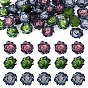 30Pcs 3 Colors Resin Rose Flower Cabochons, with Glitter Powder