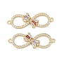 Латунные микропаве кубические циркониевые бантики-коннекторы в виде знака бесконечности, реальный 16 k позолоченный