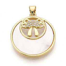 Латунные микропаве прозрачные подвески с фианитом, без кадмия и без свинца, с оболочкой, луна и бантик