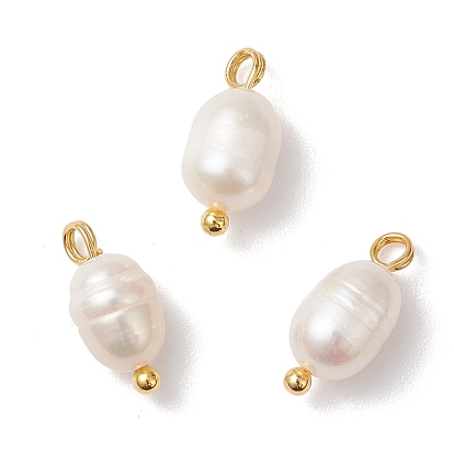 Натуральные культивированные пресноводные жемчужные рисовые подвески, с медными петлями, кремово-белые