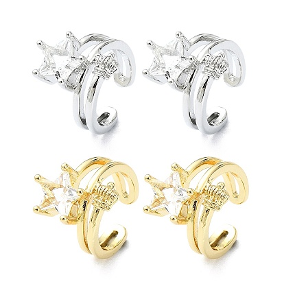 Серьги-каффы из латуни с микропаве и кубическим цирконием, без кадмия и без свинца, долговечный, звезда