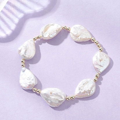 Барочные браслеты из натурального жемчуга кеши в форме капли, выполненные из эластичного материала, для женщин., С немагнитным синтетическим гематитом