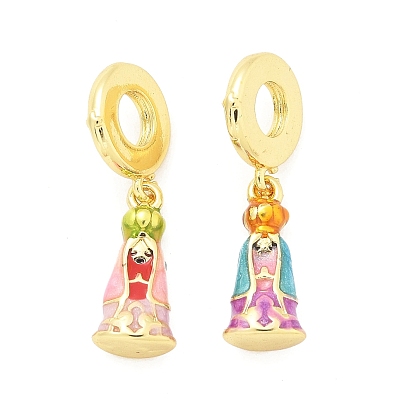 Латунные эмалевые европейские подвески-шармы, Подвески с большими отверстиями, реальный 18 k позолоченный, долговечный, без кадмия и без свинца, стойки покрытие