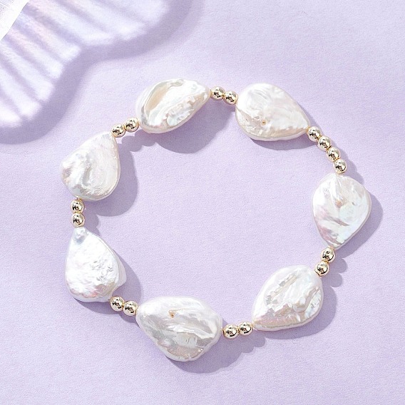 Барочные браслеты из натурального жемчуга кеши в форме капли, выполненные из эластичного материала, для женщин., С немагнитным синтетическим гематитом