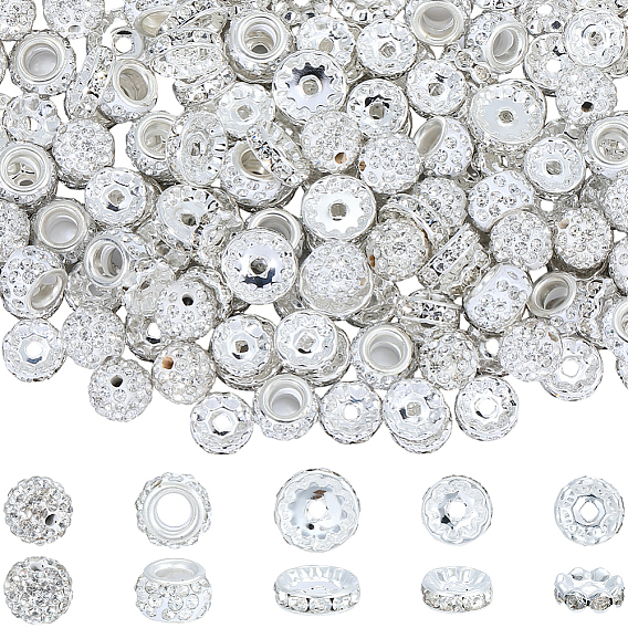 260 шт 5 стили вымощают диско-шар бусины, ручной полимерной глины шариков Rhinestone, круглый и плоский круглый
