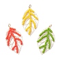 3 шт. 3 цветов подвески из стеклянных бусин ручной работы в форме листьев, с 304 кольцами из нержавеющей стали и латунными подвесками
