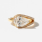 Bagues en alliage avec strass pour femmes, larme, or