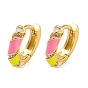 Серьги-кольца из латуни с микропаве из прозрачных кубических цирконий и эмали для женщин, без кадмия и без свинца, долговечный