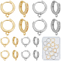 20 pcs 2 couleurs en laiton résultats de boucle d'oreille huggie hoop, avec de la zircone cubique clair, sans plomb et sans cadmium, avec boucle