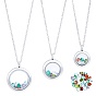DIY Pendant Necklaces, Including 3Pcs 3 Styles 304 Stainless Steel Flat Round Locket Pendants & 3Pcs Cable Chains and 32Pcs 8 Colors Cubic Zirconia Cabochons, Mixed Color