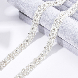 CHGCRAFT Imitation Pearl Bridal Belt for Wedding Dress, Vintage Sash Wedding Belt, Ribbon with Plastic & Glass Beads