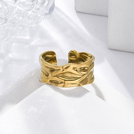 Кованые 304 открытые манжетные кольца из нержавеющей стали, широкие кольца для женщин