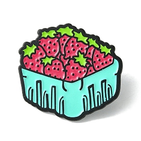 Alloy Brooches, Enamel Pins, for Backpack Cloth, Strawberry Basket