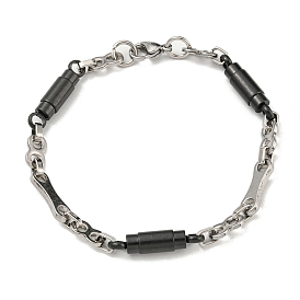 Two Tone 304 Stainless Steel Column & Infinity Link Chain Bracelet