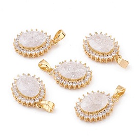 Позолоченная латунь с микропаве из прозрачного кубического циркония, со стеклом, долговечный, овальные