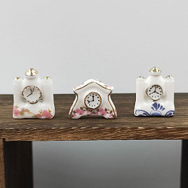 Porcelain Miniature Clock Ornaments, Micro Landscape Garden Dollhouse Accessories, Pretending Prop Decorations