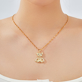 Элегантные ожерелья с подвеской в виде мини-медведя из прозрачного кубического циркония