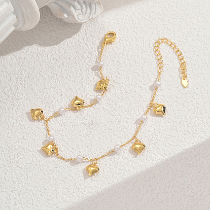 Сплав кулон в форме сердца браслет на ногу для женщин, с карабин-лобстерами 