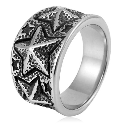 304 Stainless Steel Finger Rings for Men, Star