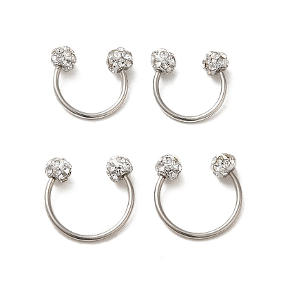 304 украшения для пирсинга из нержавеющей стали, Круглая/подковообразная штанга из полимерной глины, кристаллов и стразов для женщин
