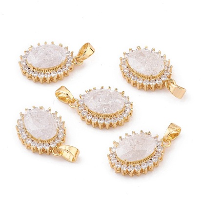 Позолоченная латунь с микропаве из прозрачного кубического циркония, со стеклом, долговечный, овальные