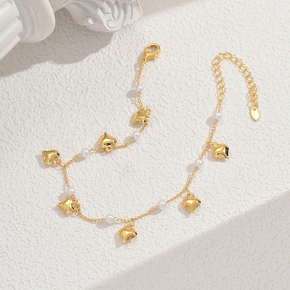 Сплав кулон в форме сердца браслет на ногу для женщин, с карабин-лобстерами 