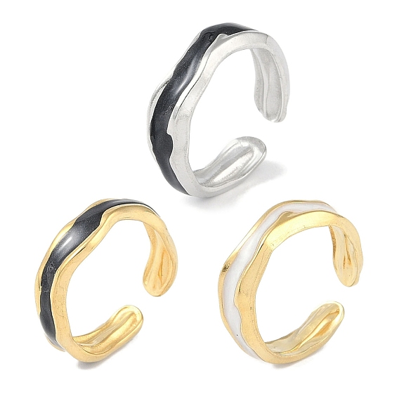 Ионное покрытие (ip) 304 эмалированные кольца на манжетах из нержавеющей стали, открытые кольца для женщин