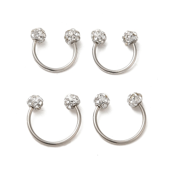 304 украшения для пирсинга из нержавеющей стали, Круглая/подковообразная штанга из полимерной глины, кристаллов и стразов для женщин