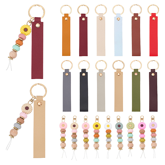 28Pcs PU Leather Keychain & Silicone Pendant Decorations