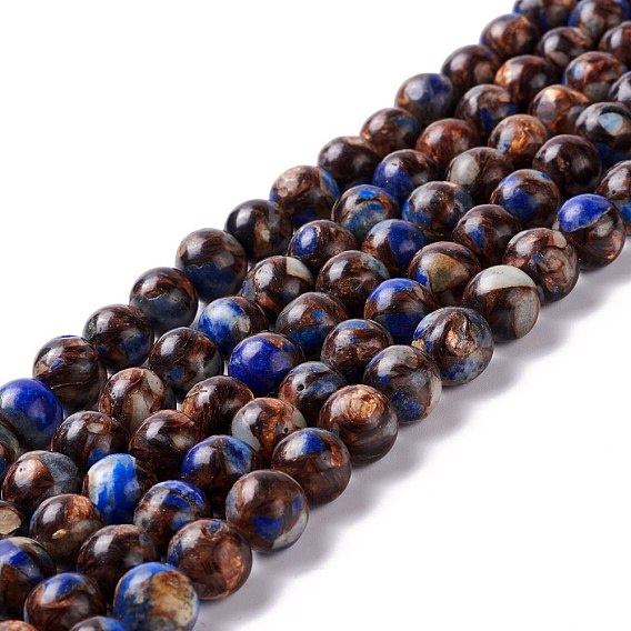 Assembled Synthetic Lapis Lazuli and Bronzite Beads Strands, Round
