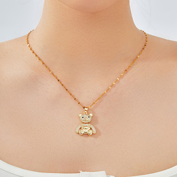 Элегантные ожерелья с подвеской в виде мини-медведя из прозрачного кубического циркония
