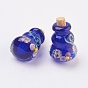 Handmade Lampwork Perfume Bottle Pendants, Essential Oil Bottle, with Gold Sand, Calabash