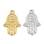 304 Stainless Steel Pendants, Hamsa Hand with Floral Pattern Charms
