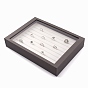 Wooden Jewelry Presentation Boxes, Covered with PU Leather, Organic Glass and Magnetic Stripe, Rectangle