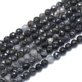 Perles naturelles Iolite brins, ronde, à facettes (128 facettes)