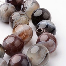 Botswana naturelles agate rangées de perles, ronde