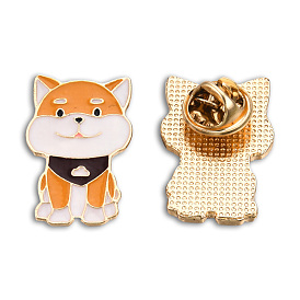 Dog Shape Enamel Pin, Light Gold Plated Alloy Cartoon Badge for Backpack Clothes, Nickel Free & Lead Free
