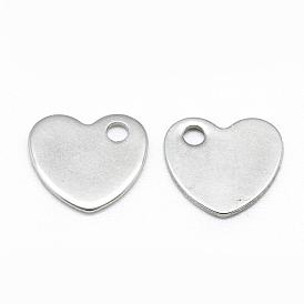 201 Stainless Steel Charms, Stamping Blank Tag, Heart