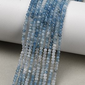 Нити бусины из натурального синего аквамарина дьявола, рондель, граненые