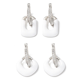 Серьги-подвески с микропаве из прозрачных кубических цирконий из латуни, с эмалью, долговечный, стойки покрытие, без кадмия и без свинца